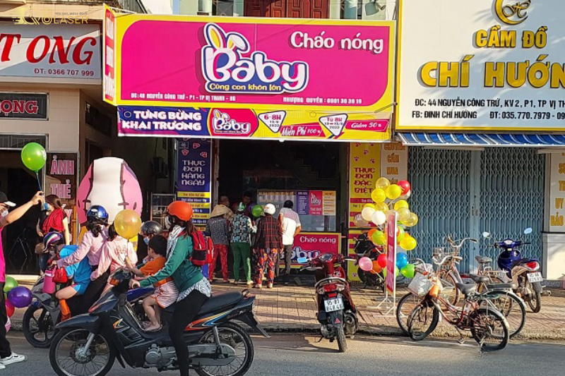 Biển hiệu cháo dinh dưỡng thiết kế rõ ràng, dễ đọc