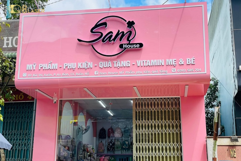 Biển hiệu màu hồng thiết kế theo yêu cầu