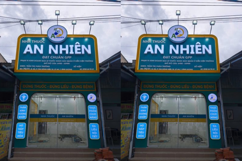 Biển hiệu thuốc gọn gàng, dễ nhìn, đúng ngành nghề