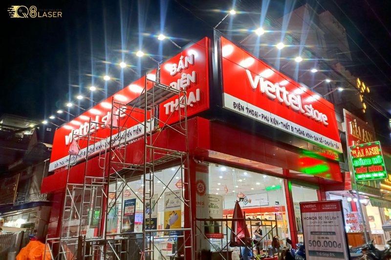 Biển hiệu Viettel thiết kế bền đẹp.