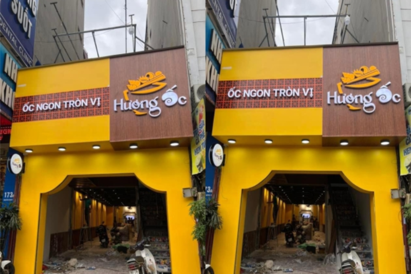 Biển ốc đẹp giúp quán nổi bật giữa khu ẩm thực đông đúc.