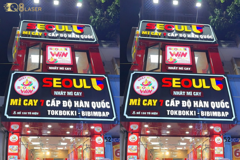 Biển quán ăn thiết kế gọn gàng, dễ thu hút khách vãng lai