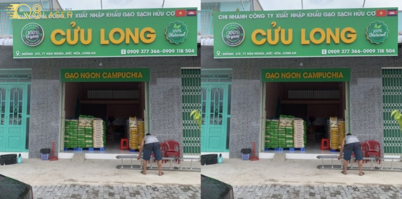 Biển quảng cáo bán gạo thu hút người đi đường