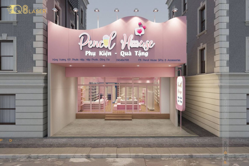 Biển quảng cáo màu hồng phù hợp quán trà sữa