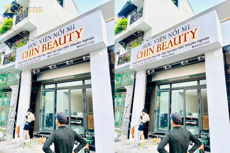 Biển quảng cáo phun xăm thẩm mỹ sang trọng, hiện đại