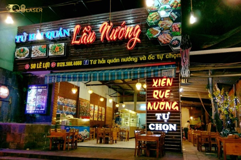 Biển quảng cáo quán nướng nổi bật mặt tiền