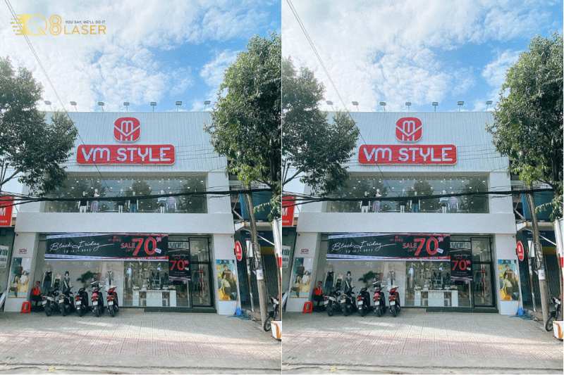 Biển shop quần áo hiện đại, nổi bật cả ngày lẫn đêm