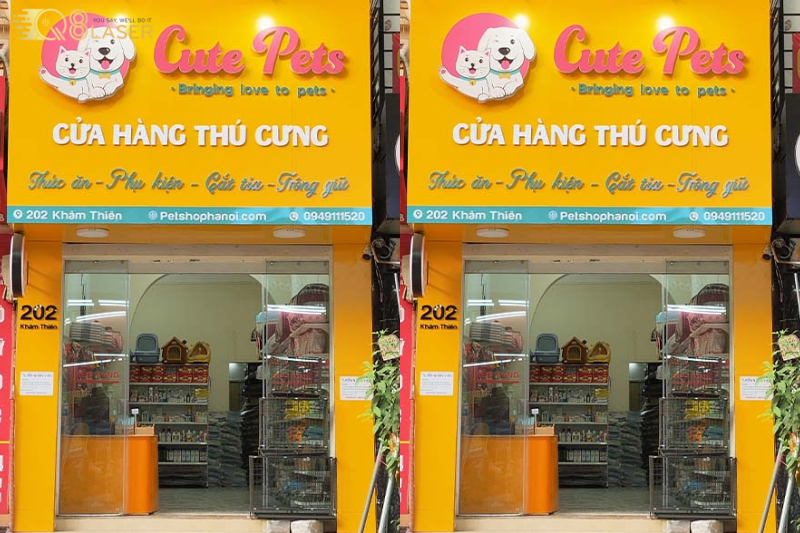 Bảng hiệu phòng khám thú y gọn gàng, dễ quan sát.