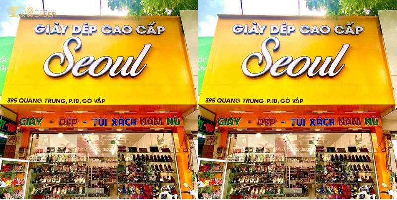 Biển vẫy giày dép treo trước cửa tiệm