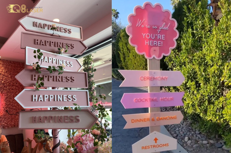 Biển vẫy màu hồng thiết kế gọn, đẹp mắt