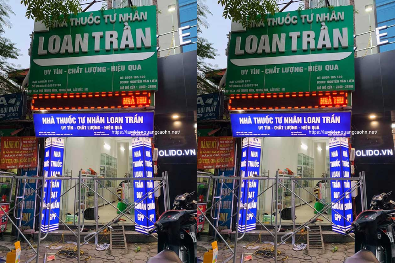 Biển vẫy nhà thuốc thiết kế nhỏ gọn, nổi bật ban đêm