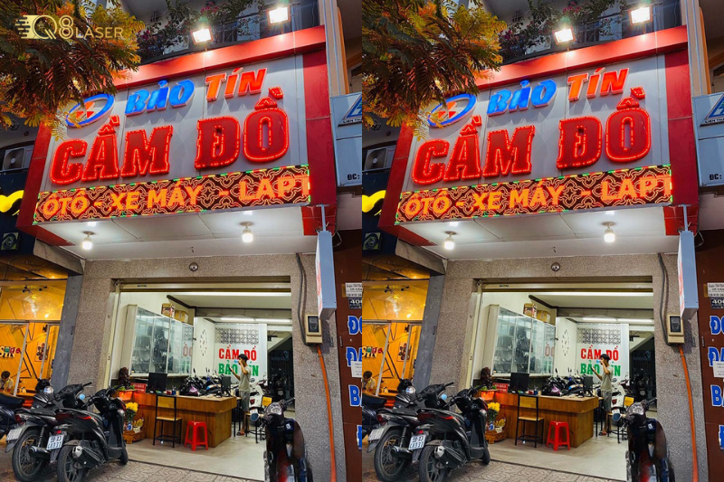 Mẫu bảng hiệu cầm đồ đẹp, màu sắc nổi bật, dễ nhìn ban đêm