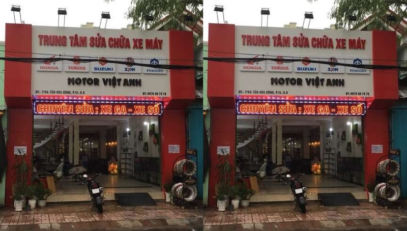 Mẫu bảng hiệu sửa xe máy phù hợp cho tiệm nhỏ và mặt bằng lớn.