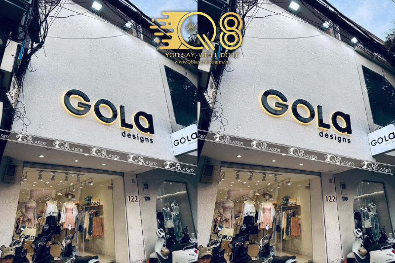 Bảng hiệu chữ inox đen bóng hiện đại cho cửa hàng