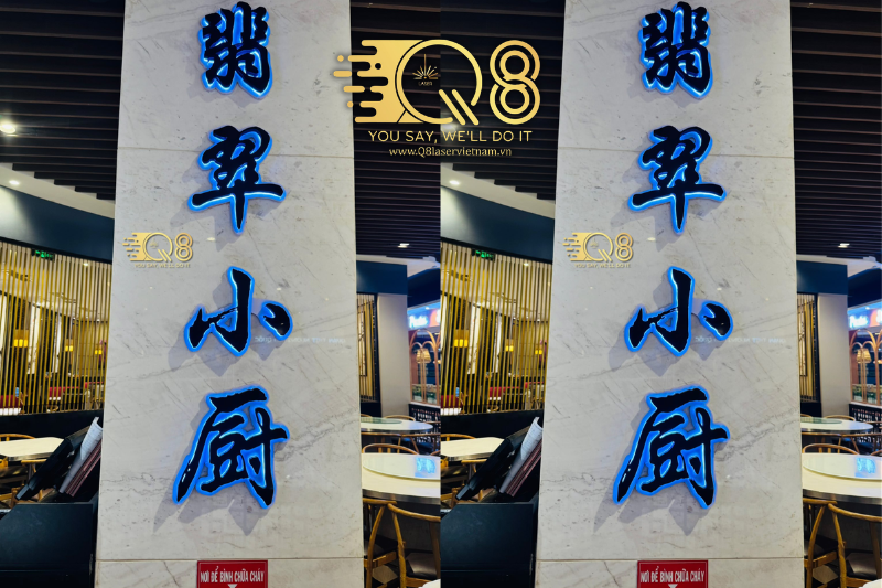 Mẫu chữ inox sáng chân tạo hiệu ứng ánh sáng đẹp
