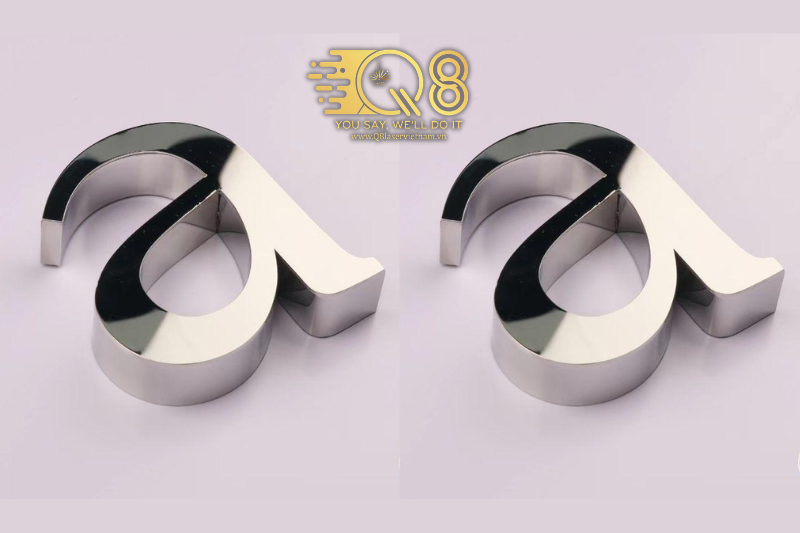 Mẫu chữ inox trắng gương đẹp nổi bật