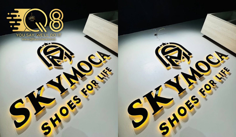 Mẫu chữ inox vàng gương sáng chân cao cấp cho spa và thẩm mỹ viện.