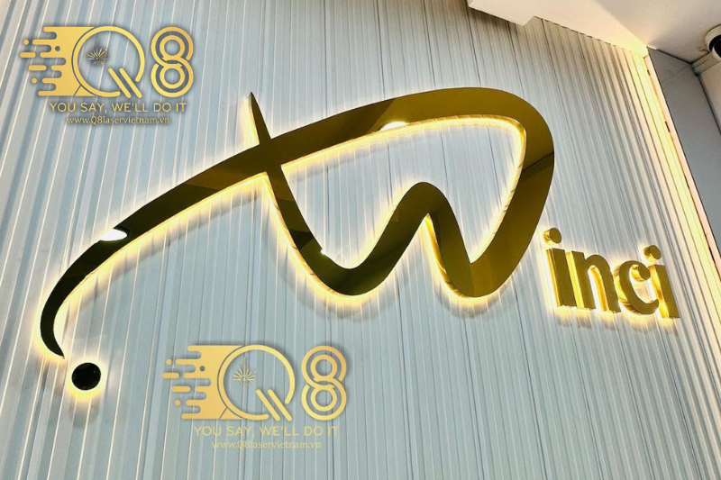 Mẫu chữ inox vàng gương sáng chân cao cấp