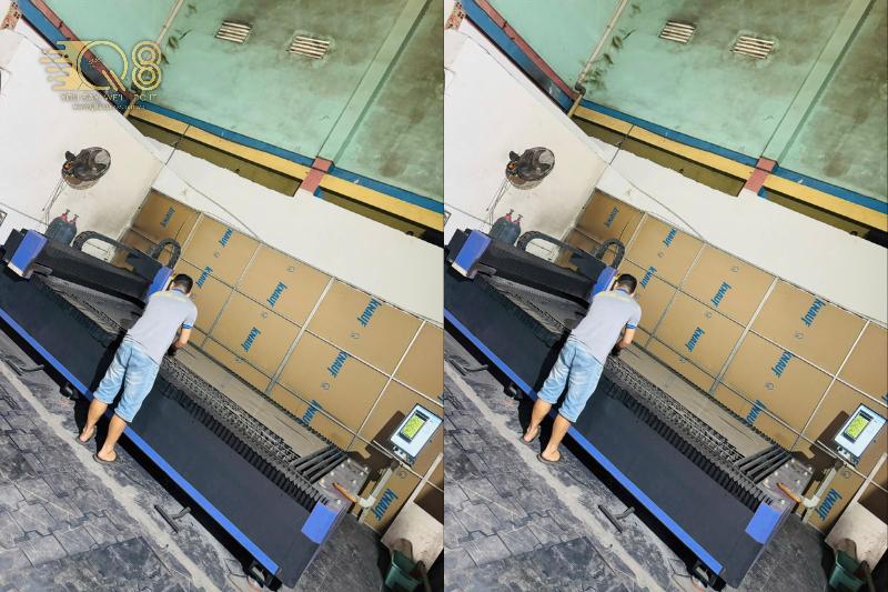 Quy trình gia công chữ inox tại xưởng với hệ thống máy cắt laser hiện đại 