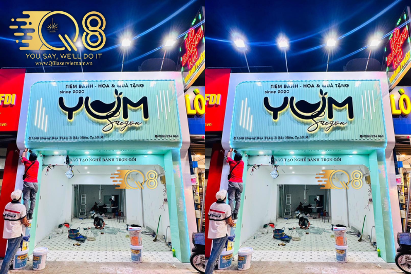 Thi công chữ inox đen xước sang trọng cho bảng hiệu showroom