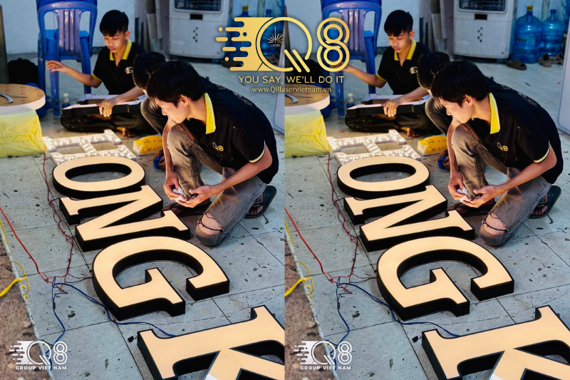 Thi công gia công chữ inox đen bóng tại xưởng