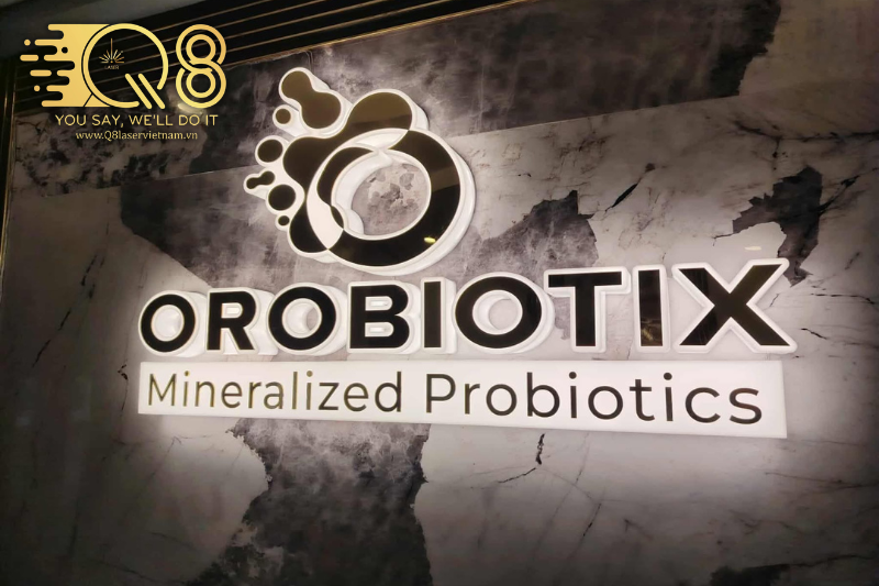 Thiết kế chữ inox đen bóng hiện đại cho spa