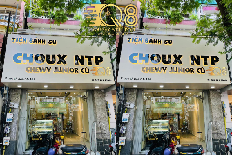 Thiết kế chữ inox vàng hồng đẹp cho showroom